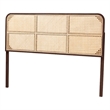 Pemberly Row Dark Brown Bayur Wood and Rattan Queen Size Headboard