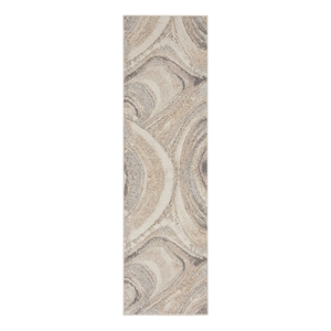 Pemberly Row 2'2&quot x 7'6&quot Cream Gray Modern Indoor Fabric Rug