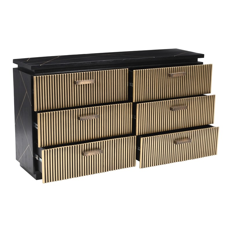 Pemberly Row Modern 6-Drawer Dresser Made With Wood and Finish of Metal Brass