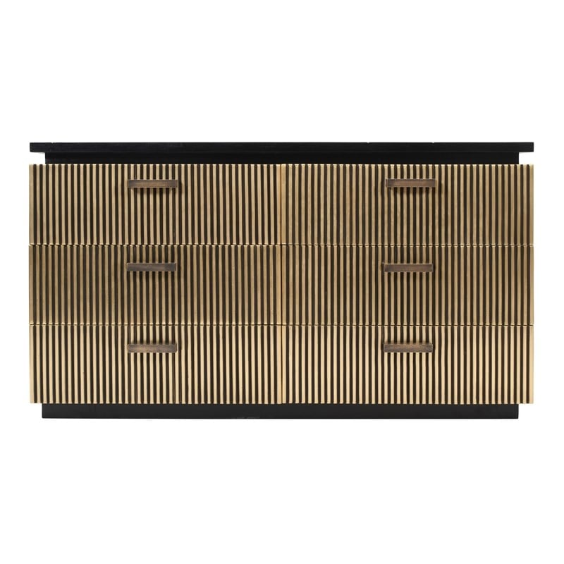 Pemberly Row Modern 6-Drawer Dresser Made With Wood and Finish of Metal Brass
