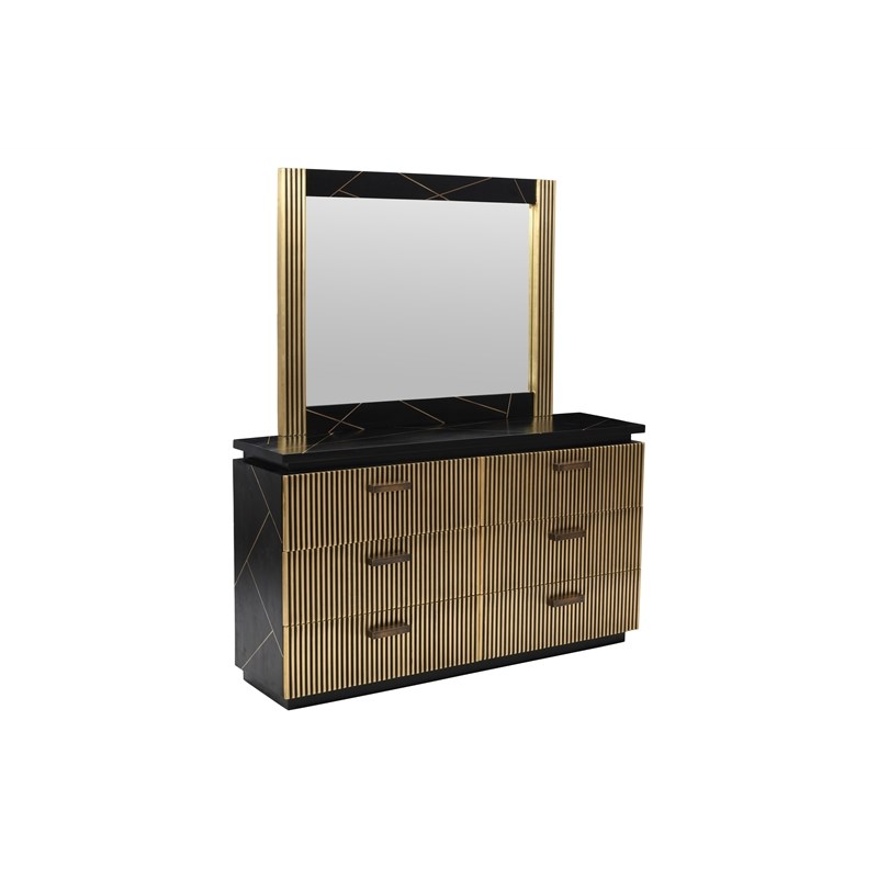 Pemberly Row Modern 6-Drawer Dresser Made With Wood and Finish of Metal Brass