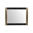 Pemberly Row Modern Square Mirror Frame With Wood and Finish of Metal Brass