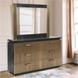 Pemberly Row Modern Square Mirror Frame With Wood and Finish of Metal Brass