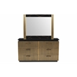 Pemberly Row Modern Square Mirror Frame With Wood and Finish of Metal Brass