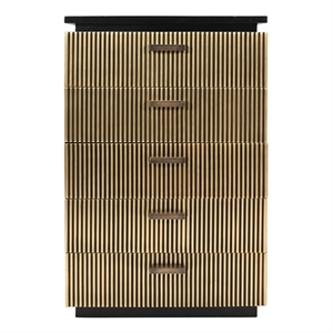 Pemberly Row Modern 5-Drawer Chest Made with Wood in Black/Gold