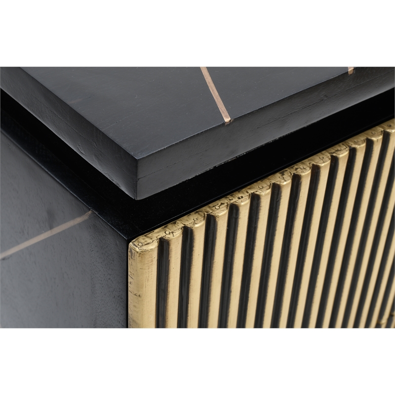 Pemberly Row Modern 5-Drawer Chest Made with Wood in Black/Gold