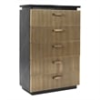 Pemberly Row Modern 5-Drawer Chest Made with Wood in Black/Gold