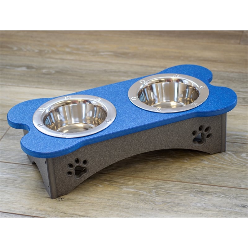 Pemberly Row 4 1/2 Inch High Water and Food Bowls in Blue and Gray