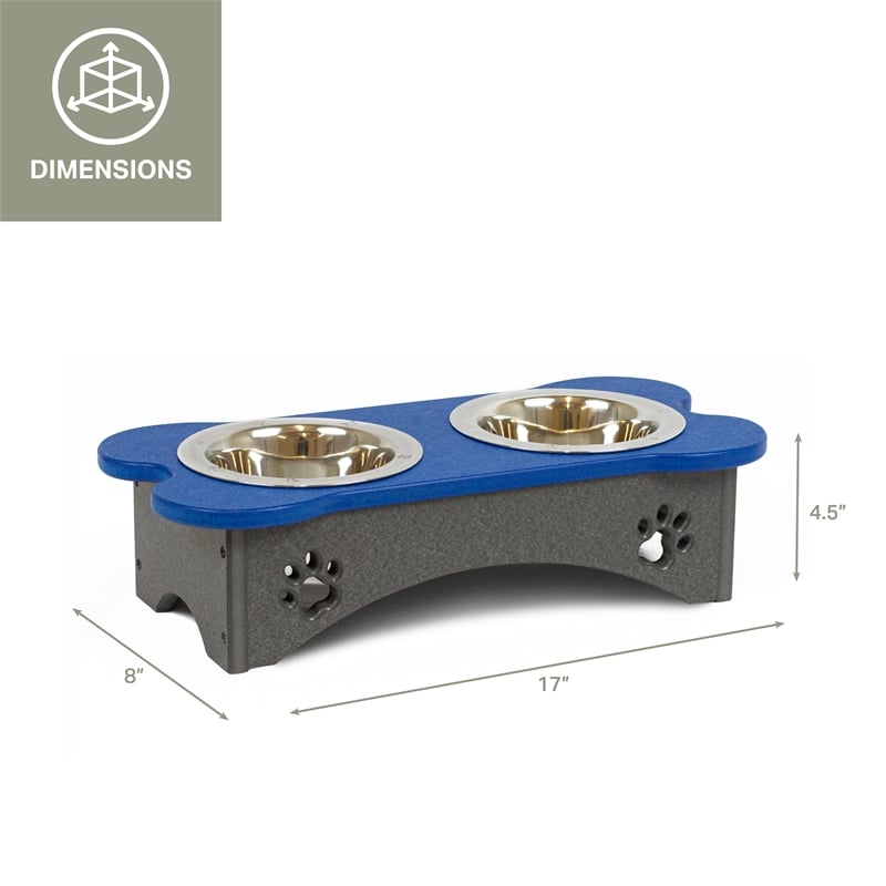 Pemberly Row 4 1/2 Inch High Water and Food Bowls in Blue and Gray