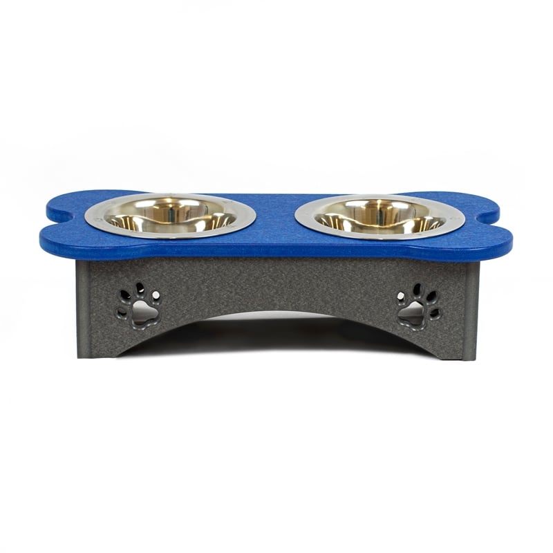 Pemberly Row 4 1/2 Inch High Water and Food Bowls in Blue and Gray