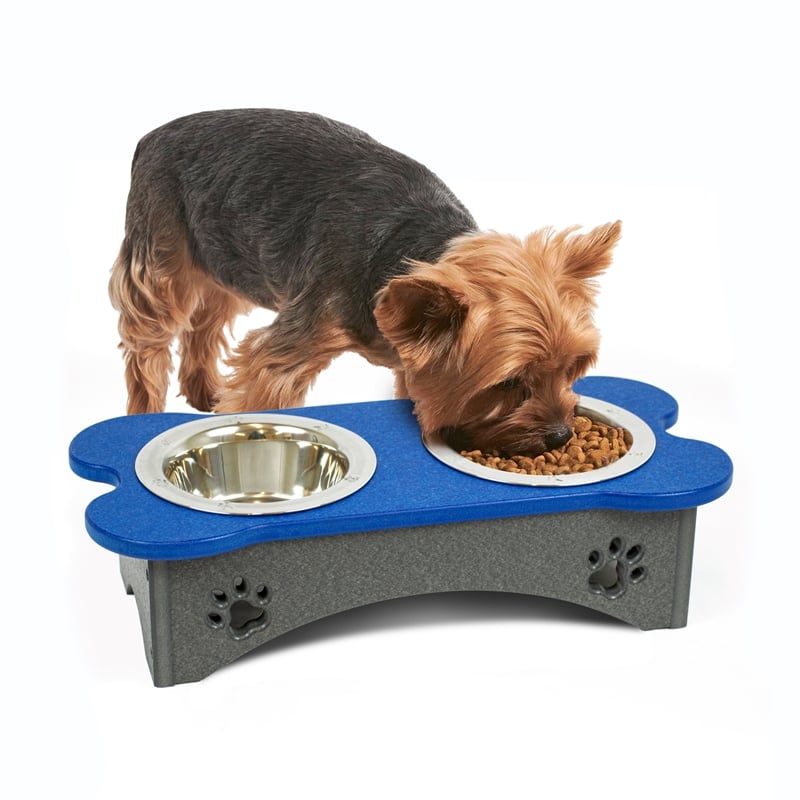 Pemberly Row 4 1/2 Inch High Water and Food Bowls in Blue and Gray