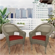 Pemberly Row Wicker Patio Chair in Gray and Brick Red (Set of 2)