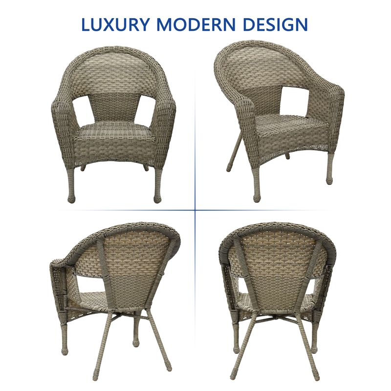 Pemberly Row Wicker Patio Chair in Gray and Brick Red (Set of 2)