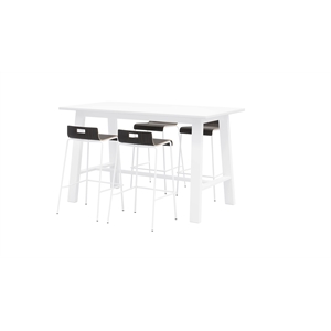 Pemberly Row Bar Height Table and 4 Barstools Set in Espresso/White