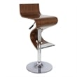 Pemberly Row Adjustable Walnut Wood Bar Stool with Chrome Base
