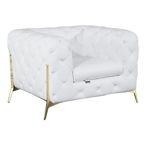 Pemberly Row Modern Genuine Italian Leather Upholstered Chair in White