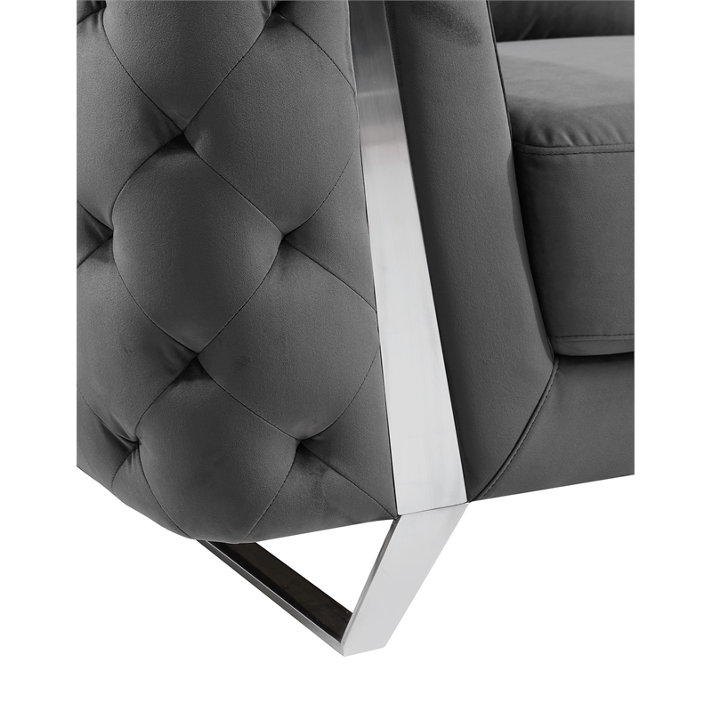 Pemberly Row Modern Transitional Italian Fabric Sofa in Gray