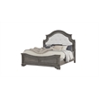 Pemberly Row Traditional Tufted Twill Fabric Headboard Wood Queen Bed in Gray