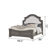 Pemberly Row Traditional Tufted Twill Fabric Headboard Wood Queen Bed in Gray