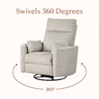 Pemberly Row Modern Polyester Fabric Swivel Recliner in Natural Quartz