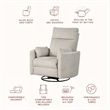 Pemberly Row Modern Polyester Fabric Swivel Recliner in Natural Quartz
