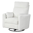 Pemberly Row Modern Chenille Fabric Swivel Recliner in Oyster White