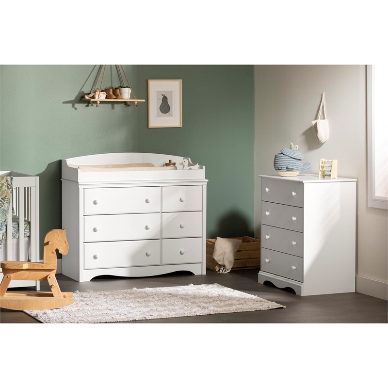 Pemberly Row Contemporary Wood 4-Drawers Chest in White Finish