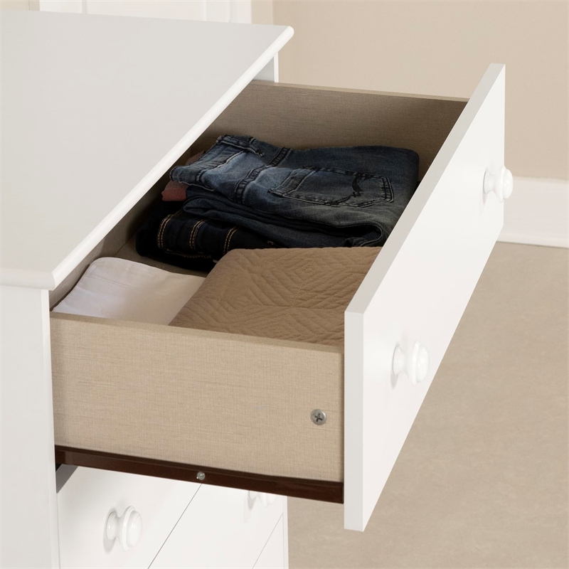 Pemberly Row Contemporary Wood 4-Drawers Chest in White Finish