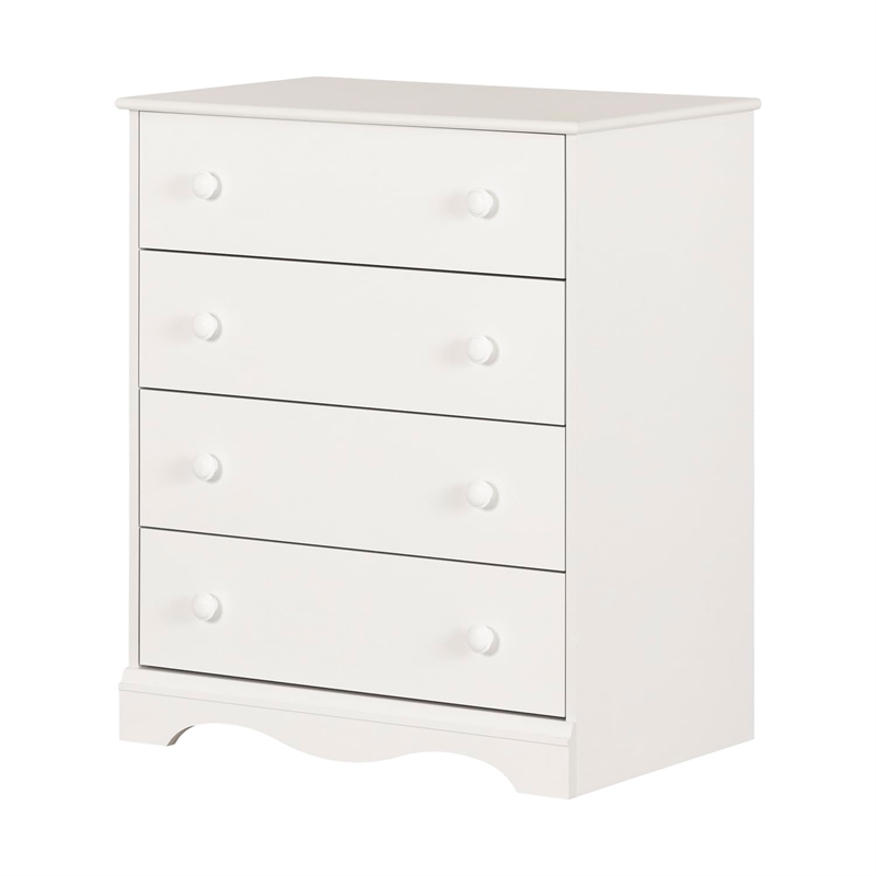 Pemberly Row Contemporary Wood 4-Drawers Chest in White Finish