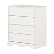 Pemberly Row Contemporary Wood 4-Drawers Chest in White Finish
