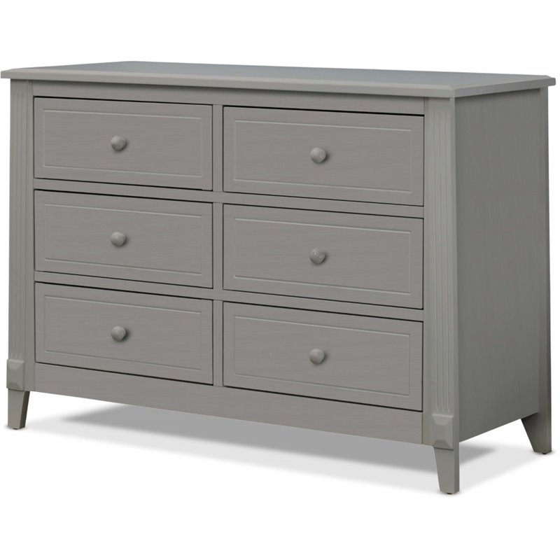 Pemberly Row Contemporary Wood Double Dresser in Weathered Gray
