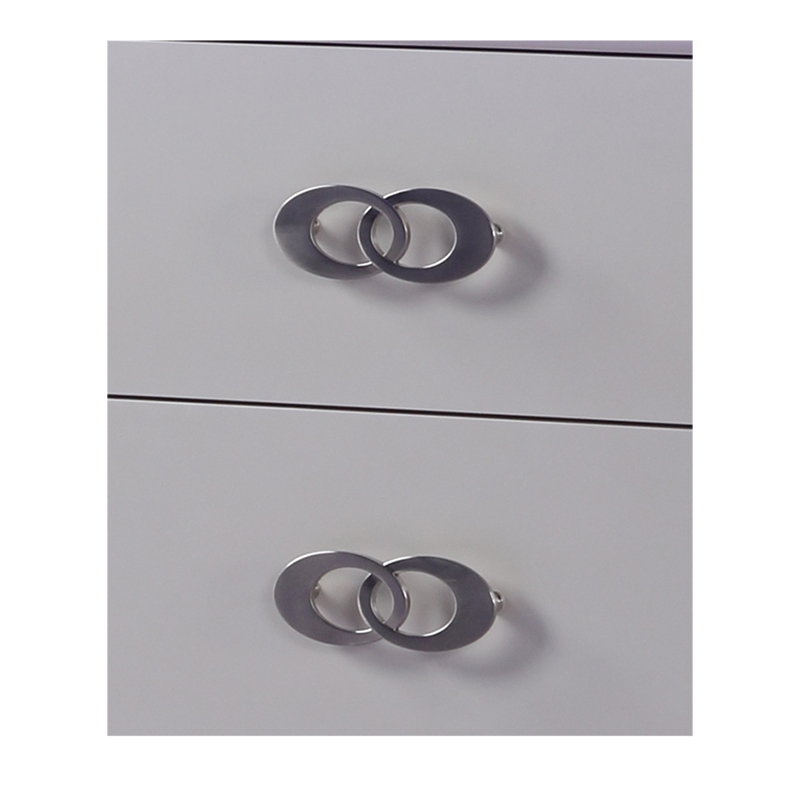Pemberly Row Wood 6-Drawers LED Dresser in Milky White Finish