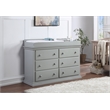 Pemberly Row Traditional Wood 6-Drawers Double Dresser Gray