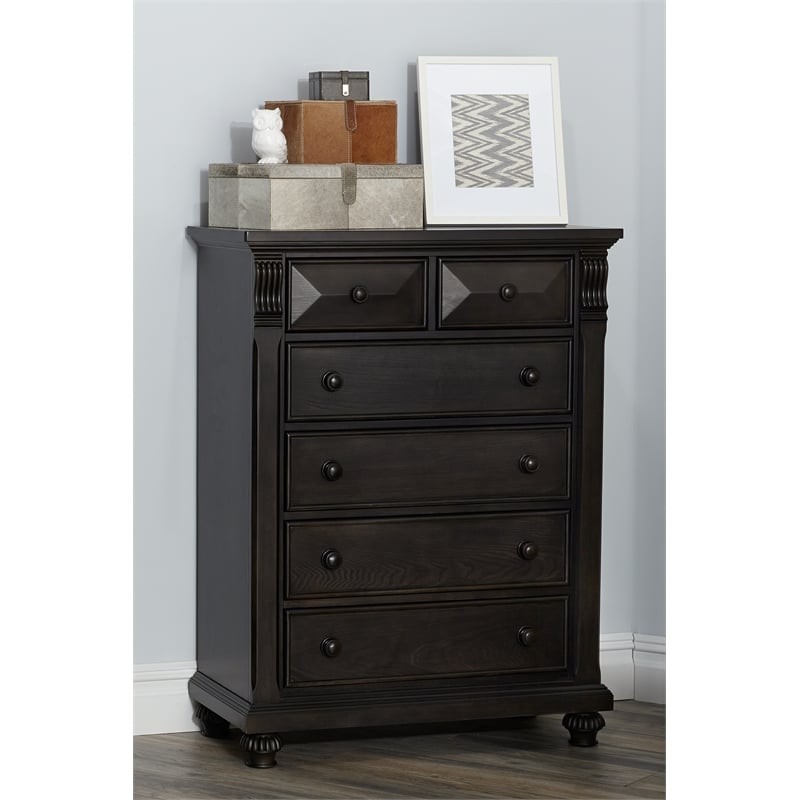 Pemberly Row 6-Drawers Traditional Wood Chest in Bittersweet