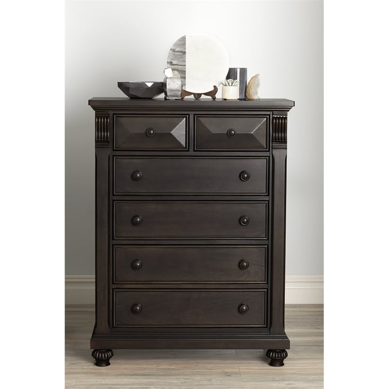 Pemberly Row 6-Drawers Traditional Wood Chest in Bittersweet