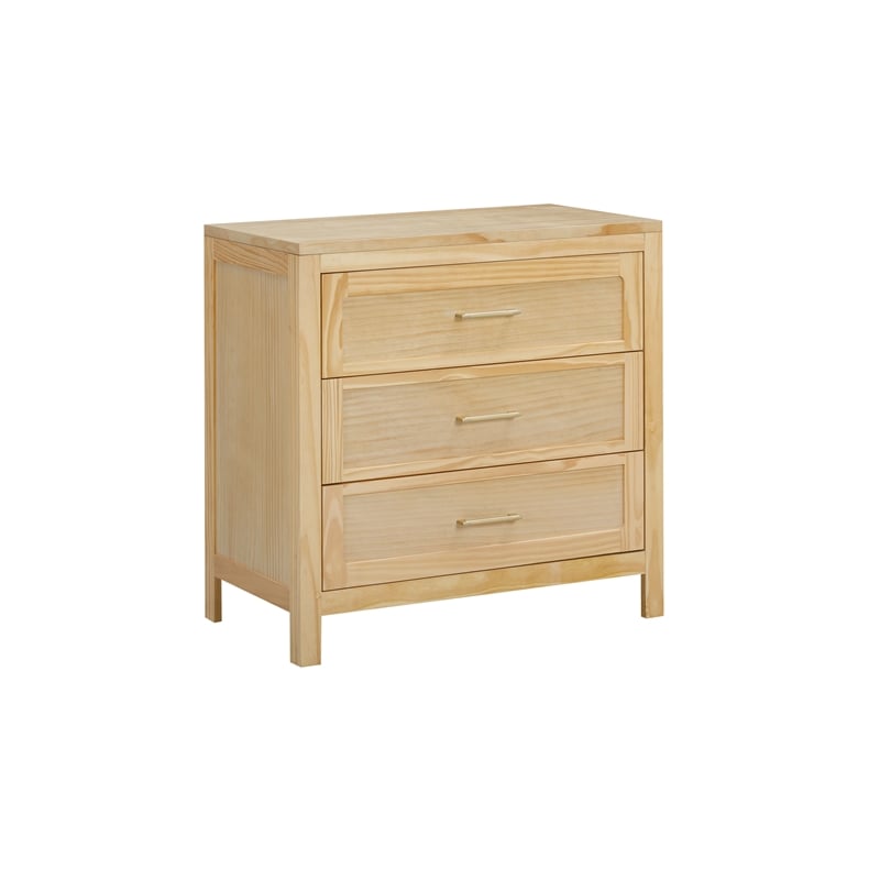 Pemberly Row Contemporary Wood 3-Drawers Dresser in Pine Natural