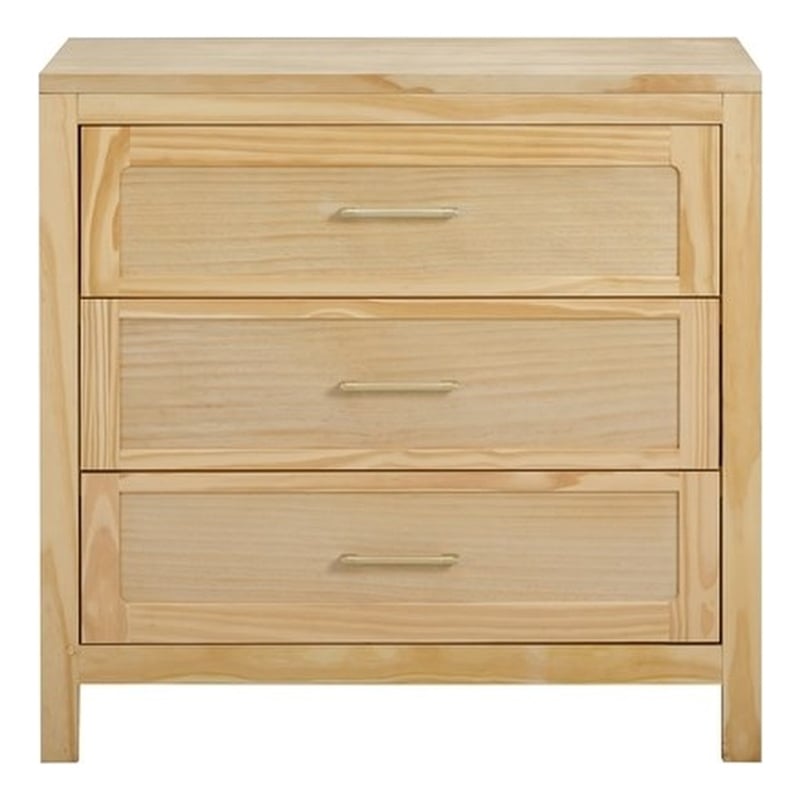 Pemberly Row Contemporary Wood 3-Drawers Dresser in Pine Natural