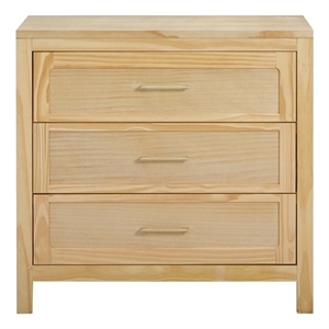 Pemberly Row Contemporary Wood 3-Drawers Dresser in Pine Natural