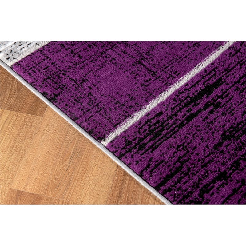 Pemberly Row Indoor Purple Brick Geometric 5' x 7' Fabric Area Rug