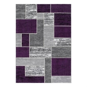 Pemberly Row Indoor Purple Brick Geometric 5' x 7' Fabric Area Rug