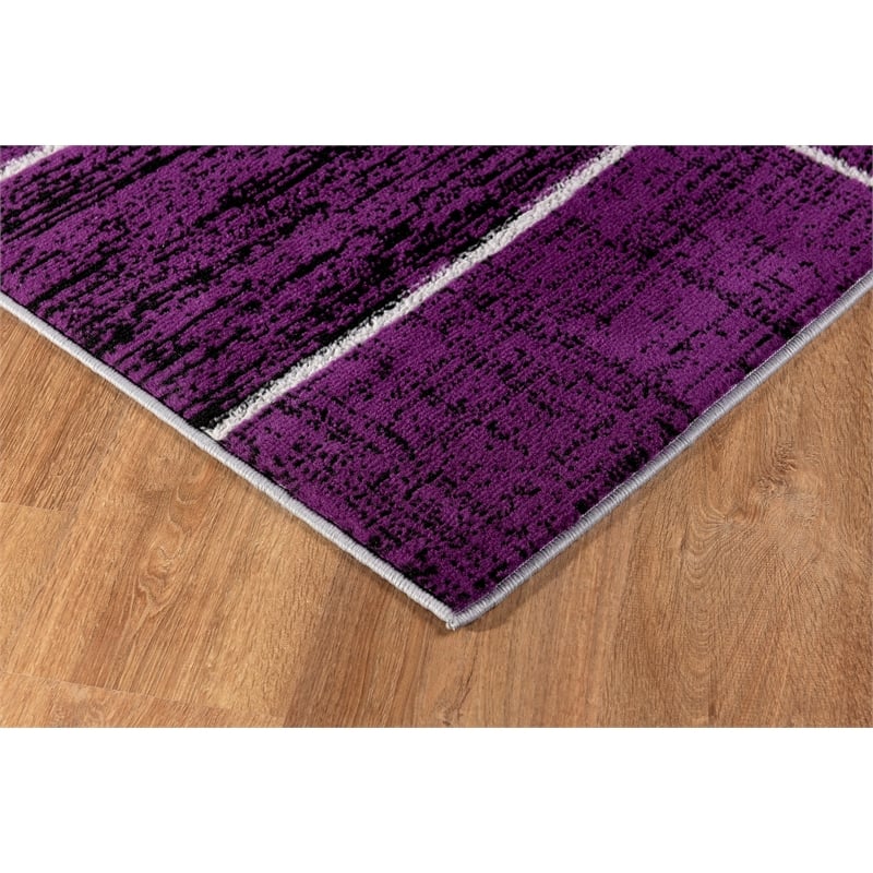 Pemberly Row Indoor Purple Brick Geometric 8' x 10' Fabric Area Rug