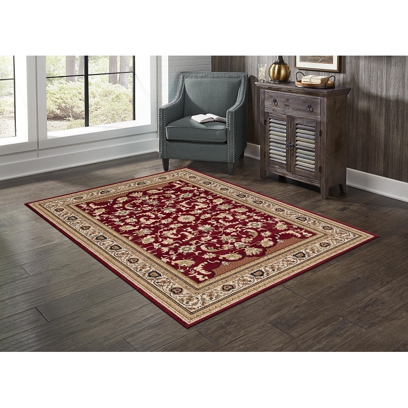 Pemberly Row Contemporary Red Oriental 8' x 10' Fabric Area Rug
