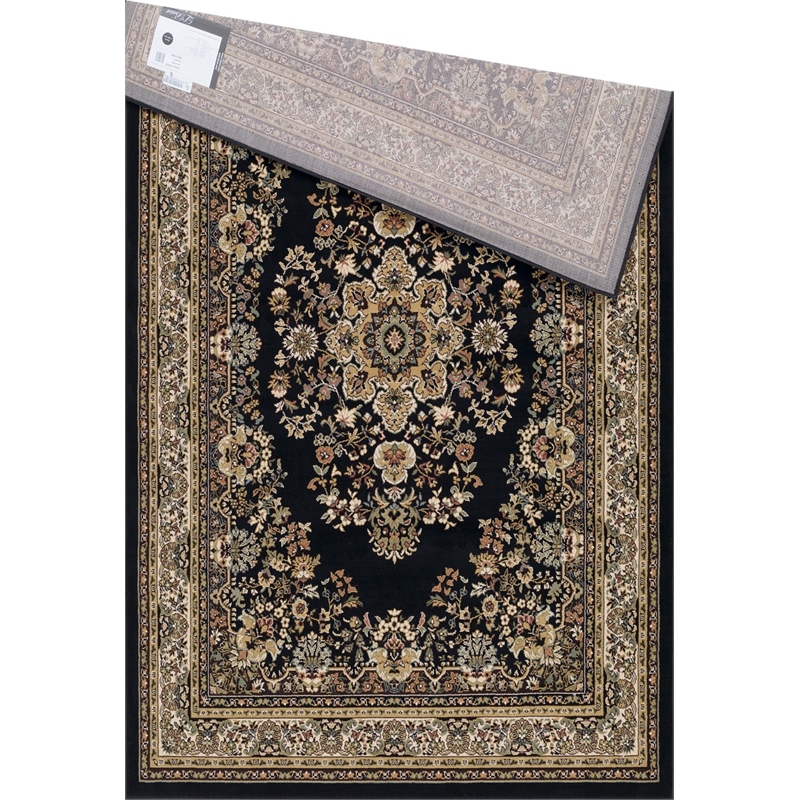 Pemberly Row Contemporary Black Oriental 5' x 7' Fabric Area Rug