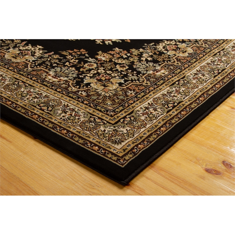 Pemberly Row Contemporary Black Oriental 5' x 7' Fabric Area Rug