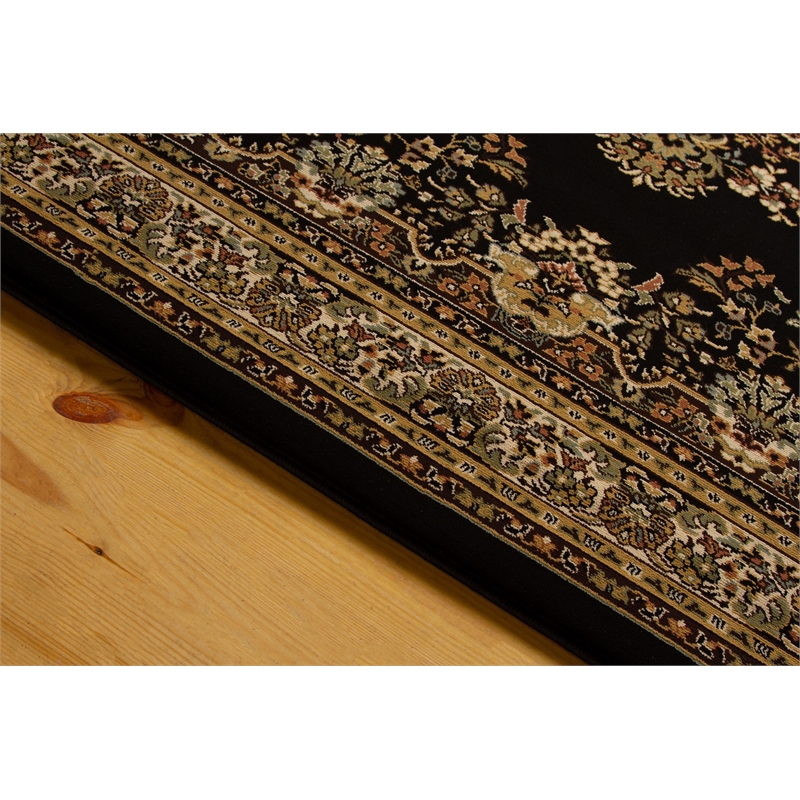 Pemberly Row Contemporary Black Oriental 5' x 7' Fabric Area Rug
