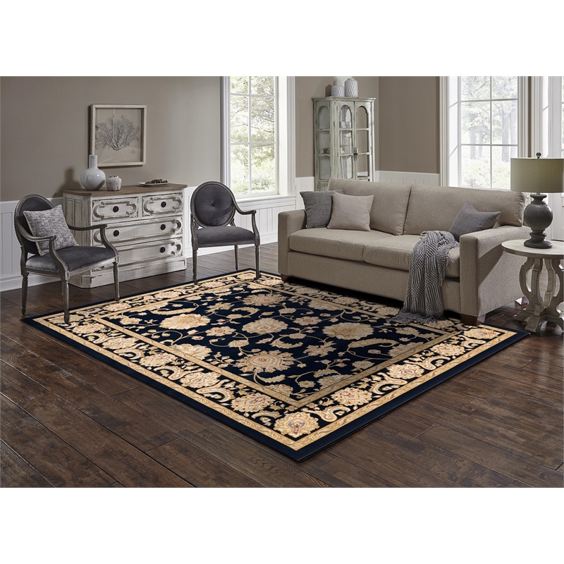 Pemberly Row Contemporary Blue Oriental 8' x 10' Polypropylene Fabric Rug
