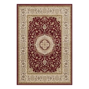 Pemberly Row Contemporary Red Oriental 5' x 7' Fabric Area Rug