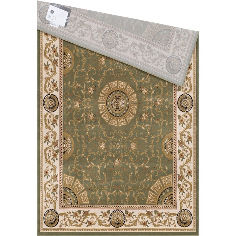 Pemberly Row Contemporary Green Oriental 8' x 10' Fabric Area Rug