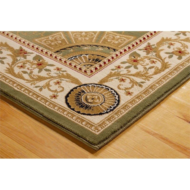 Pemberly Row Contemporary Green Oriental 8' x 10' Fabric Area Rug