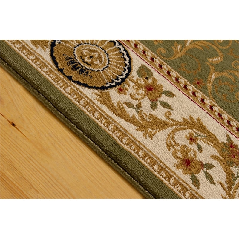 Pemberly Row Contemporary Green Oriental 8' x 10' Fabric Area Rug